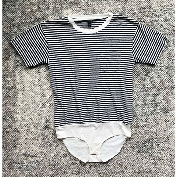 J. Crew Women's Pocket Stripe T-Shirt Bodysuit - Picture 3 of 7